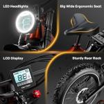 1000W(Peak 2000W)Folding Electric Bike for Adults,35MPH 100Mile,48V 25Ah Removable Battery,20" x 4.0 Fat Tire Foldable Electric Bicycle,8-Speed Electric Mountain E-Bike,Commuter Ebikes All Terrain