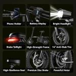 DTTZH Foldable Ebike for Adults - 750W Folding Electric Bike, 14" Commuter Adult Electric Bicycles, 500W Motor 20MPH E Bike, 48V 10Ah Removable Battery UL 2849 Certified, 40 Miles Pas Range (Black)