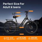 URLIFE Electric Bike for Adults 26" Step-Through, Electric Commuter Bikes with 48V10.4Ah Removable Battery, 750W Peak Motor, Electric Cruiser Bike with 60-Mile Max & 20MPH, Front Suspension &7-Speed