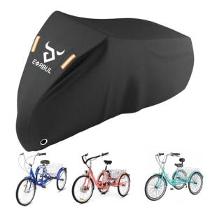 EVRBUL 75L x 30W x 44H Inch Adult Tricycle Cover, Outdoor Storage 3 Wheeled Bike Cover, Heavy Duty 420D Waterproof Electric Trike Cover for 3 Wheeled Bicycles Within 29 Inch