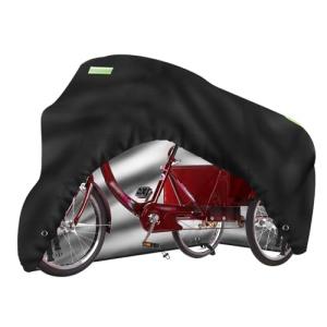 Adult Tricycle Cover,Heavy Duty 600D Oxford Fabric Covers for Electric Trike and 3 Wheeled Bicycle Bike, for Indoor Outdoor Storage,Waterproof UV & Dustproof ,Black,74.8*30*43.7inch