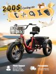 QRONGE Electric Tricycle for Adults 960W Peak, 36V 15AH Battery Ebike 50 Miles Range with Large Rear Basket, Electric Trike 20" Fat Tire, Max 25MPH 3 Wheel Folding Electric Trike for Adults(Lava)