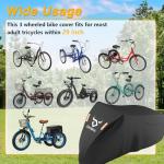 EVRBUL 75L x 30W x 44H Inch Adult Tricycle Cover, Outdoor Storage 3 Wheeled Bike Cover, Heavy Duty 420D Waterproof Electric Trike Cover for 3 Wheeled Bicycles Within 29 Inch
