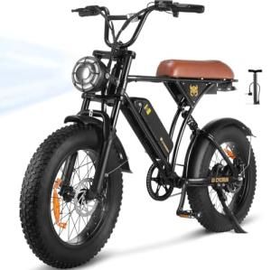 CYCROWN CycRun Electric Bike for Adults 750W Motor with 374.4WH Battery, 20MPH 55Miles Ebike for Adults, 20" Fat Tire Commuting Off Road Mountain Ebike with Hydraulic Suspension, UL2849