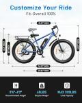 AMYET EB26 Electric Bike for Adults Peak 1500W Electric Bicycle 48V 15AH (720WH) Battery Electric Bike 26" Fat Tire Mountain 28mph 7 Speed Gears Shock Absorber Ebike (Blue)