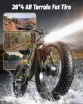 PUCKIPUPPY Dual Motor Electric Bike for Adults, 48V 20AH Battery, Full Suspension 26" Fat Tire E Bike, 28MPH 80Miles Range Mountain Electric Bicycle, 7 Speed, Golden Retriever