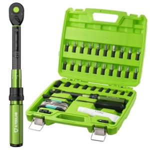 etoolab 1/4 Torque Wrench with Bike Tire Repair kit, 37Pcs Dual-Range【1-26 Nm/10-231.3 in.lb】±3% Precision Inch Pound Torque Wrench, 72 Tooth Dual-Direction for MTB, E-Bike, Moto Maintenance