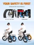 ESKUTE E Trike Electric Bike, Peak 1200W Brushless Motor Folding Trike 18X3.0 Fat Tire Ebike, 499Wh Battery, Step-Thru 3 Wheel Electric Bicycle, 55 Miles, 18MPH+ Tricycle for Adults Black with Acc