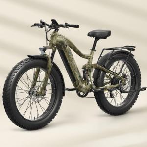 PUCKIPUPPY Boxer Electric Bike for Adults 960W, 48V 20AH Battery Ebike, Full Suspension 26" Fat Tire E Bike, 28MPH 80Miles Range Mountain Electric Bicycle, 7 Speed Hydraulic Disc Brakes