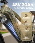 PUCKIPUPPY Boxer Electric Bike for Adults 960W, 48V 20AH Battery Ebike, Full Suspension 26" Fat Tire E Bike, 28MPH 80Miles Range Mountain Electric Bicycle, 7 Speed Hydraulic Disc Brakes