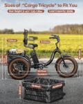 Electric Tricycle for Adults, 20" Fat Tire 3 Wheel Electric Trike with 960W Rear Motor, 48V 648Wh Removable Battery Ebike 55Miles Range, 25MPH Cargo Tricycle with Basket, Differential for Safety BLA