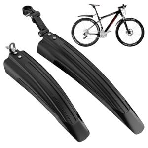 Cooryda Bicycle Fender Set, Adjustable Fender Set, Front and Rear Fenders, Quick Release Attachment, Widened and Thickened for Mountain Bike, City Bike 20-26 Inch Wheel Protection Fenders (A:Black)