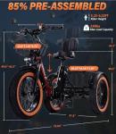 KAKIGO Foldable Electric Tricycle for Adults, Peak 500W, 48V15Ah Removable Battery, 20”x4.0” Aluminum Folding Fat Tire 3 Wheel Electric Trike, Max 20MPH