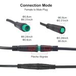 Ebike Extension Cable for Electric Bike Gear Sensor, Waterproof Connector 2 Pin / 3 Pin / 5 Pin for Ebike Lighting and Extended Ebike Display (Green 5 Pin Female to Male)