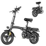 Electric Bike for Adults 500W Peak Motor, 14" Folding Ebike Max 23MPH, Electric Bicycle with 48V12AH Removable Battery, 35Mile PAS Range, Multi-Shock Absorption,UL 2849,Commuting Mini E Bikes