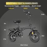 Electric Bike for Adults 500W Peak Motor, 14" Folding Ebike Max 23MPH, Electric Bicycle with 48V12AH Removable Battery, 35Mile PAS Range, Multi-Shock Absorption,UL 2849,Commuting Mini E Bikes