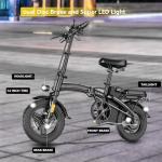 Electric Bike for Adults 500W Peak Motor, 14" Folding Ebike Max 23MPH, Electric Bicycle with 48V12AH Removable Battery, 35Mile PAS Range, Multi-Shock Absorption,UL 2849,Commuting Mini E Bikes
