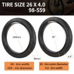 WEIYINGSI Heavy Duty 26X4 98-559 E-Bike Fat Tires, High-Performance Wear-Resistant 26X4.0 Fat Tire and Tube Sets for 26 Inch E-Bike Mountain Snow Bike Tire - 2Pack