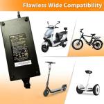 Syvrac 48-54.6V 2A Electric Bike Charger for 48V Lithium Battery Input Voltage AC120V(DC2.1MM Jack Connector)