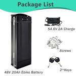 48V 20Ah 13Ah Ebike Battery 48volt Folding E-Bike Lithium Battery 250W 350W 500W 700W 900W 1000W Ebike Replacement Batteries for Folding Electric Bikes with 2A Fast Charger(48V 20Ah)