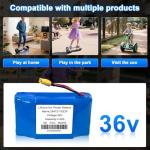 36V Hoverboard Battery Replacement, 4400mAh Rechargeable Li-ion Battery Pack for 36V Electric Scooters & Self-Balancing Boards - Compatible for Most Hoverboard Models Without Axle (10S2P)