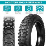 BALINGE 2 Pack Fat Tire for Ebike Mountain Bike Heavy Duty High-Performance Wear-Resistant E-Bike Mountain Snow Bike Tire 20" x 4"，Black，2 Tires 2 Tubes 2levers