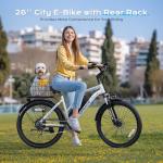 Vipdrive Peak 750W Ebikes for Adults, 26” City Electric Bike with 48V 7.8Ah Battery 50 Miles 22 mph, Commuter Adult Electric Bicycles with 7 Speed, Suspension Fork,Bike Lock, Phone Mount (White)