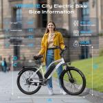Vipdrive Peak 750W Ebikes for Adults, 26” City Electric Bike with 48V 7.8Ah Battery 50 Miles 22 mph, Commuter Adult Electric Bicycles with 7 Speed, Suspension Fork,Bike Lock, Phone Mount (White)