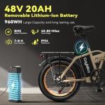 Foldable Electric Bike for Adults, 30+MPH, 48V 20Ah Removable Lithium Battery up to 80Miles, 20" Fat Tire 1000W Peak Motor Dirt Ebike Adult Electric Bicycle for Beach Mountain E Bike Yellow