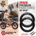20x4.0 Fat tire Tube (2 Pack) - Premium Replacement for E-Bikes with 20x4.0 Fat tire Wheels. Schrader Valve with 2 Tire Levers Included. Inner Tube for 20 inch Ebike Electric Bicycle