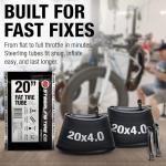 20x4.0 Fat tire Tube (2 Pack) - Premium Replacement for E-Bikes with 20x4.0 Fat tire Wheels. Schrader Valve with 2 Tire Levers Included. Inner Tube for 20 inch Ebike Electric Bicycle