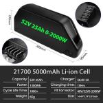 (UL certificated) 52V 25Ah Ebike Batterey W/Grade A Cells - Lithium Ion Battery Pack for 48Volt 1000W 1500W Electric Bicycle Conersion Kit Bafang and Front Rear Wheel Kit