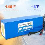 LOLRKO 48V Ebike Battery Built-in 20A BMS,Waterproof Design,Brave The Heat and Cold,1000+ Cycles,for 250W 350W 500W 750w Motor,Perfect for Electric Bike(48V 14000mAH Battery with Charger)