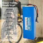 LOLRKO 48V Ebike Battery Built-in 20A BMS,Waterproof Design,Brave The Heat and Cold,1000+ Cycles,for 250W 350W 500W 750w Motor,Perfect for Electric Bike(48V 14000mAH Battery with Charger)
