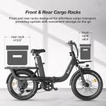 Electric Bikes for Adults with 750W/1500W Peak Motor 20" Fat Tire E Bike with 28 MPH 90 Miles Max Range 48V Removable Battery Folding EBike Electric Bicycle Mountain Commuter Bikes Cargo E-bike, Black