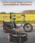 Electric Tricycle for Adults, 20" Fat Tire 3 Wheel Electric Trike with 960W Rear Motor, 48V 648Wh Removable Battery Ebike 55Miles Range, 25MPH Cargo Tricycle with Basket, Differential for Safety BLU