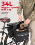 KEMIMOTO Bike Bag Panniers with Rain Cover, 34L Waterproof Bicycle Saddle Bag for Rear Rack Mountain Biking Bags Storage, Ebike Accessories for Commuter Grocery Shopping Travel Carrier, Black