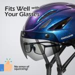 Odoland Adults Bike Helmet with Removable Magnetic Sun Visor, Adjustable Dial Fit Bicycle Cycling Helmet for Mountain Road Bike, Certified Lightweight MTB Ebike Helmet for Men Women, Aurora Blue