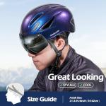 Odoland Adults Bike Helmet with Removable Magnetic Sun Visor, Adjustable Dial Fit Bicycle Cycling Helmet for Mountain Road Bike, Certified Lightweight MTB Ebike Helmet for Men Women, Aurora Blue