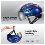 Odoland Adults Bike Helmet with Removable Magnetic Sun Visor, Adjustable Dial Fit Bicycle Cycling Helmet for Mountain Road Bike, Certified Lightweight MTB Ebike Helmet for Men Women, Aurora Blue