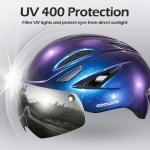 Odoland Adults Bike Helmet with Removable Magnetic Sun Visor, Adjustable Dial Fit Bicycle Cycling Helmet for Mountain Road Bike, Certified Lightweight MTB Ebike Helmet for Men Women, Aurora Blue