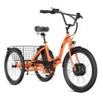 ANCHEER Electric Tricycle for Adults, Peak 600W Electric Trike, 24" 499Wh Folding 3 Wheel Ebike for Adults & Seniors, 15.5MPH & 55Miles Electric Bike, Rear Differential, Rear Basket (Orange Tricycle)