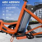 ANCHEER Electric Tricycle for Adults, Peak 600W Electric Trike, 24" 499Wh Folding 3 Wheel Ebike for Adults & Seniors, 15.5MPH & 55Miles Electric Bike, Rear Differential, Rear Basket (Orange Tricycle)