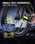 Auxpower Mini Bicycle Pump with Pressure Gauge, 120PSI Electric Portable Bike Pump with Presta and Schrader Valve, Auto Stop, Outdoor Bicycle Tire Pump for Road, Mountain, E-Bike and Sports Balls