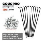 Goucrro 20pcs Black E-Bike Spokes with Nipples