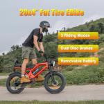 HAPPYRUN 1500W Electric Bike for Adults, 48V 18Ah Removable Battery, 20" Fat Tire E-Bike, 32MPH & 68+ Miles Range, 7-Speed Transmission, All-Terrain Mountain Ebike for Men & Women