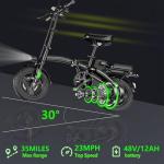 Electric Bike for Adults 500W Peak Motor, 14" Folding Ebike Max 23MPH, Electric Bicycle with 48V12AH Removable Battery, 35Mile PAS Range, Multi-Shock Absorption,UL 2849,Commuting Mini E Bikes