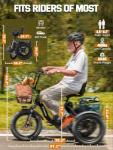 ESKUTE E Trike Electric Bike, Peak 1200W Brushless Motor Folding Trike 18X3.0 Fat Tire Ebike, 499Wh Battery, Step-Thru 3 Wheel Electric Bicycle, 55 Miles, 18MPH+ Tricycle for Adults Black with Acc