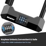 NDakter Bike Locks Heavy Duty Anti Theft，18mm Bicycle Combo U Lock with 5FT Cable, 4-Digit Resettable Combination Electric Scooter Lock with 2Keys and Bracket for Tricycle, Moped, Motorcycle(Gray)