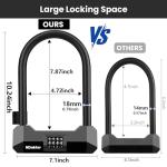 NDakter Bike Locks Heavy Duty Anti Theft，18mm Bicycle Combo U Lock with 5FT Cable, 4-Digit Resettable Combination Electric Scooter Lock with 2Keys and Bracket for Tricycle, Moped, Motorcycle(Gray)